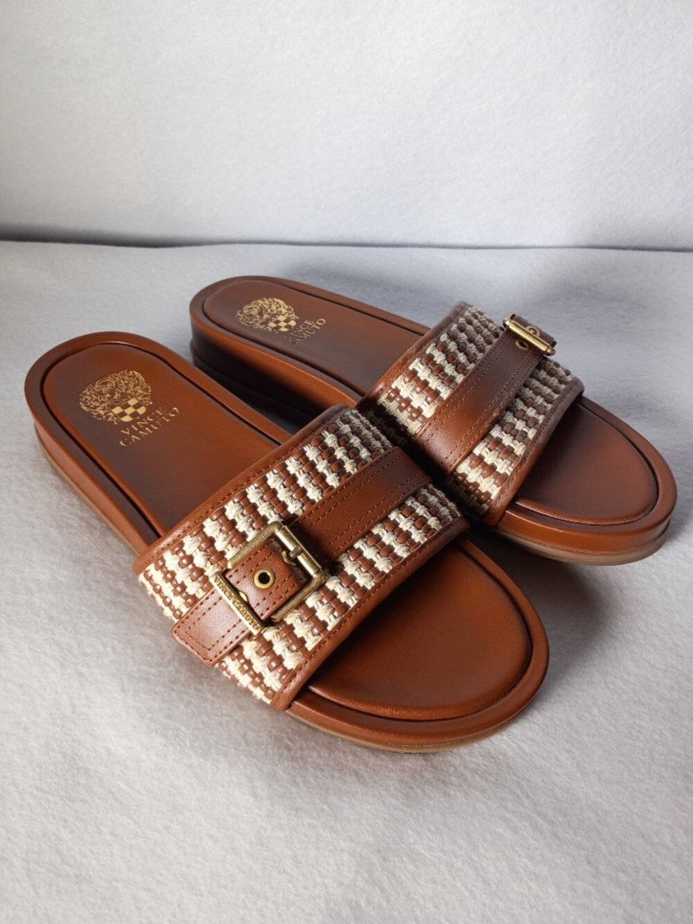 Vince Camuto Womens Kenlie Brown Slides Size 10M